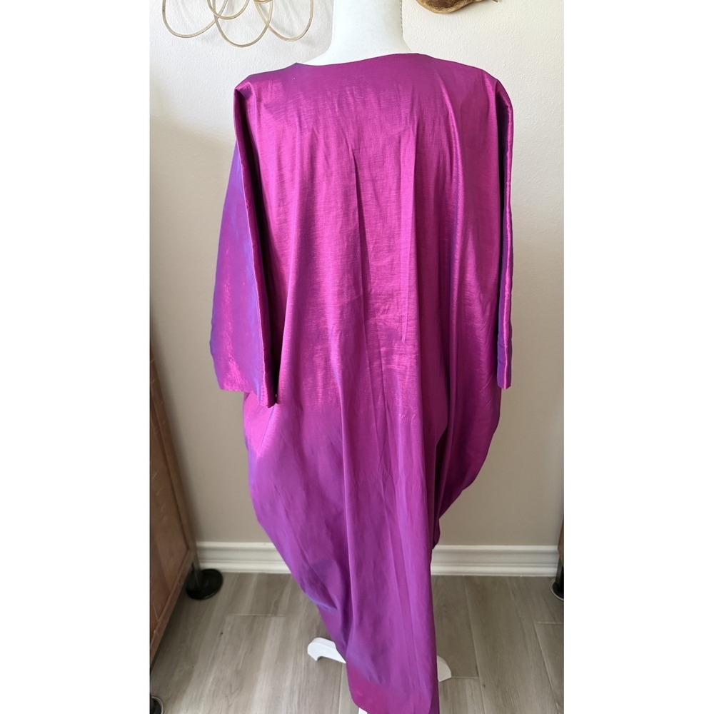 Monaya KIKI Fuchsia Kaftan One Size Fits All Satin Shimmer Maxi Dress - Picture 5 of 9